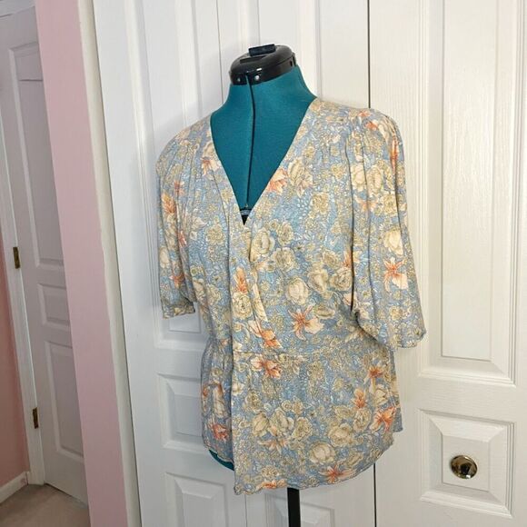 Banana Republic Floral Multi Color Crop Flutter Sleeve Kimono Hippie Blouse - Picture 10 of 12